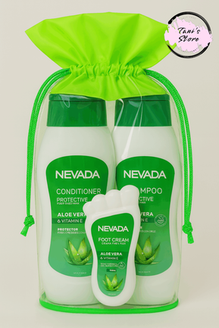 Set de shampo acondicionador y crema para pies